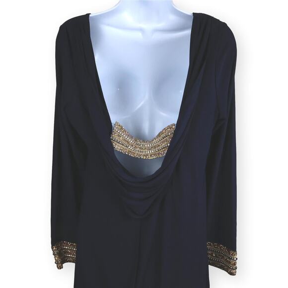 Marina Navy Blue Rhinestone Cocktail Evening Dress 12 - Picture 6 of 8